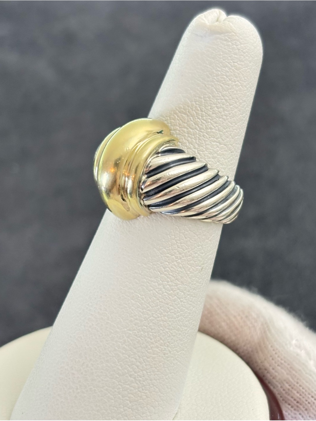 David Yurman 925 & 14k Gold Classic Cable Dome Ring 5.5